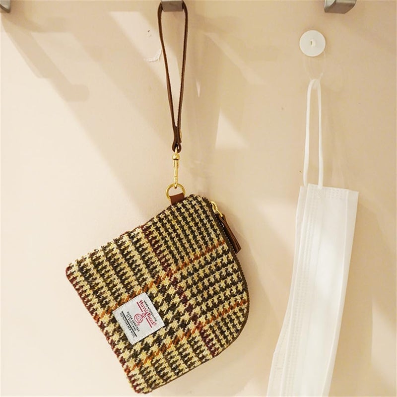 TAILORMAP Store Harris Tweed Wool Coin Purse Small Money Pouch With Zipper For Women Men handmade (No.2177) - Image 3